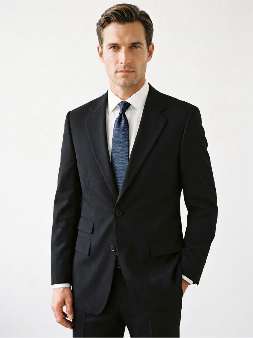 Hugo Boss Lightweight Wool Blazer Jacket Sport Coat Size 40 Long Black